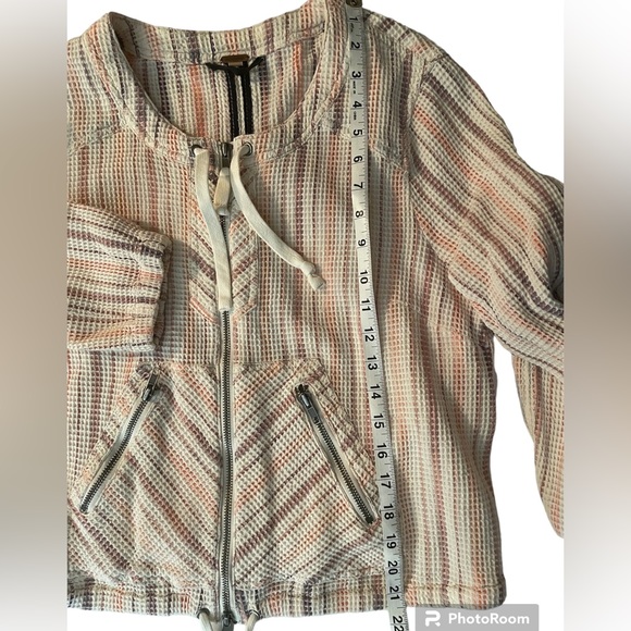 Free People Waffle Knit Full Zip Lightweight Jacket Size M - Picture 10 of 11